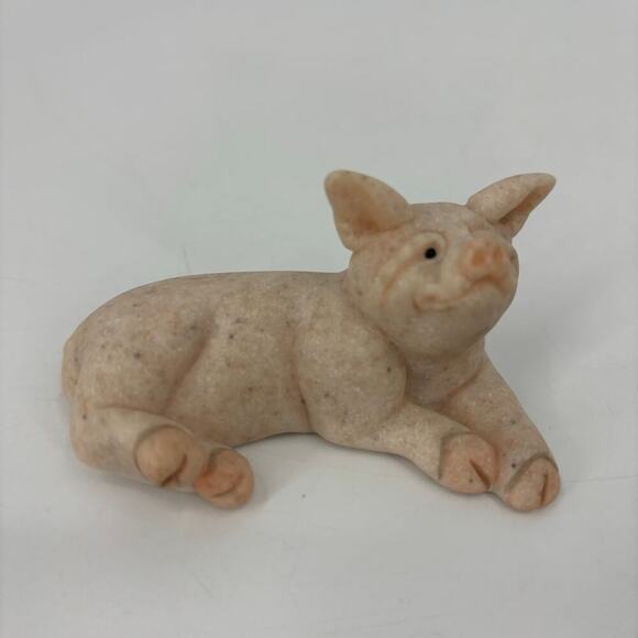 Vintage 2000 Quarry Critters Patch Pink Pig Figurine Second Nature Design 3 Inch - Picture 8 of 8